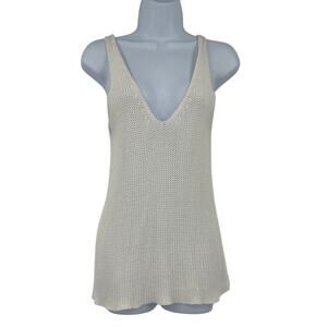 Newbury Kustom Open Knit Deep V Sweater Sz M Coastal Boho Summer Sleeveless